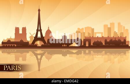 Paris Stadt Skyline Silhouette Hintergrund Stock Vektor