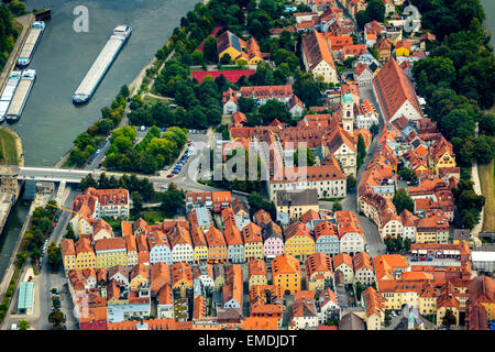 Giebelhausensembel Stadtamhof und historischen Zentrum von Regensburg, Oberpfalz, Bayern, Deutschland Stockfoto