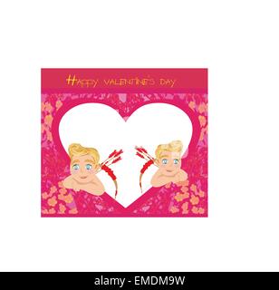Happy Valentinstag Vintage Karte mit Putten Stock Vektor