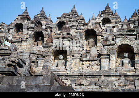 Buddhistische Tempel Borobudur. Magelang, Java. Indonesien, Asien. Stockfoto
