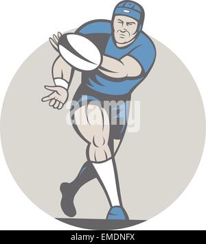 Rugby-Spieler mit Ball isoliert Cartoon Stock Vektor