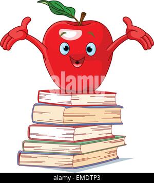 Apple Zeichen auf Stapel Bücher Stock Vektor