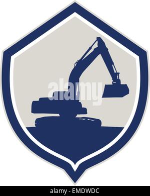 Mechanische Digger Bagger Schild Retro Stock Vektor