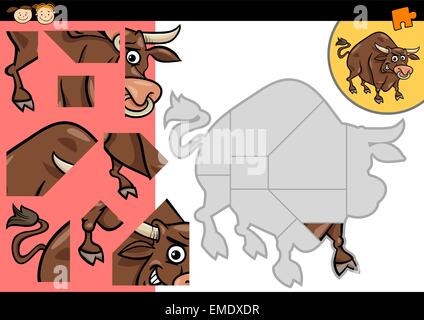 Karikatur Stier Puzzle-Spiel Stock Vektor