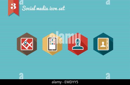 Social Media-flach-Symbole gesetzt Sammlung Stock Vektor