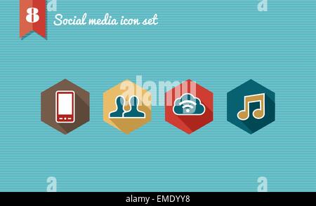 Social Media-flach-Symbole gesetzt Sammlung Stock Vektor
