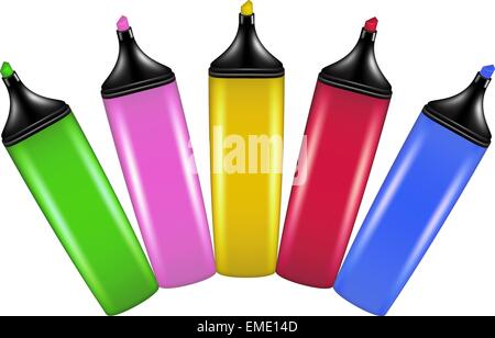 Textmarker in verschiedenen Farben Stock Vektor