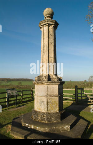 Naseby Northamptonshire. Der Cromwell-Denkmal. Entscheidenden Schlacht des englischen Bürgerkriegs 1645 Stockfoto