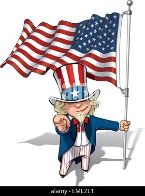 Uncle Sam I Want You - amerikanische Flagge Stock Vektor