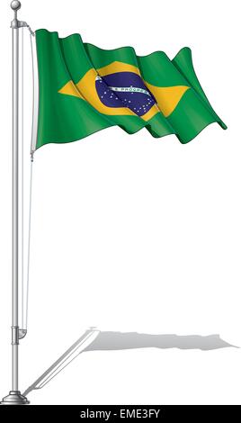 Flag Pole Brasilien Stock Vektor