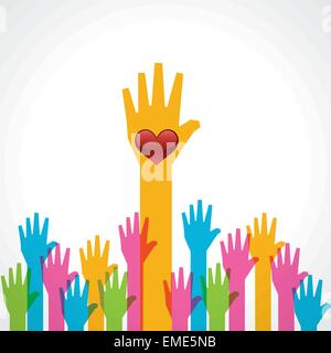 Bunte helfende Hand mit Herz Lager Vektor Stock Vektor