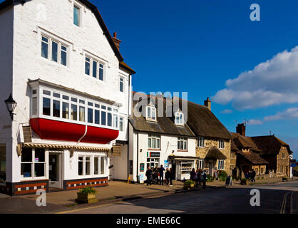 Blick entlang der Vorderstraße in Bier im Südosten Devon England UK zeigt eine traditionelles Dorf-Straßenszene Stockfoto