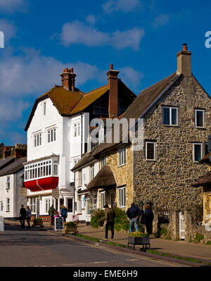 Blick entlang der Vorderstraße in das Dorf des Bieres im Südosten Devon England UK Stockfoto