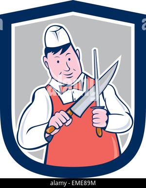 Metzger schärfen Messer Cartoon Stock Vektor