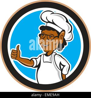 Afrikanische amerikanische Chef-Koch Thumbs Up Kreis Stock Vektor