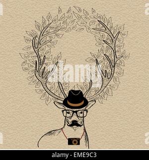 Hipster-Rentier-Grußkarte Stock Vektor