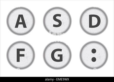 Schreibmaschine Schlüssel ASDFG Stock Vektor