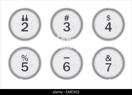 Schreibmaschine Schlüssel 234567 Stock Vektor