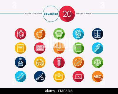 Bildung flacher Icons set Stock Vektor