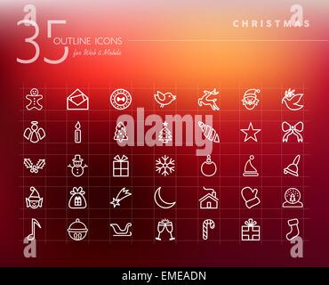 Weihnachts-Gliederung-Icons set Stock Vektor