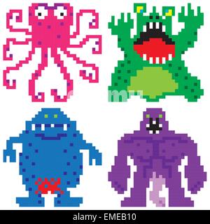 schlimmer Alptraum furchterregende Monster-Pixel-art Stock Vektor