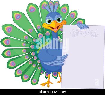 Pfau-Holding-Plakat Stock Vektor