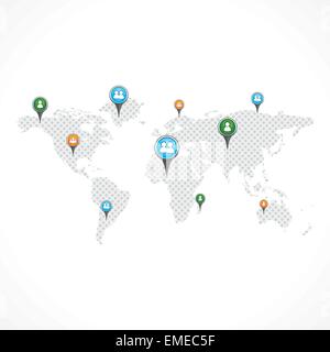 Weltkarte mit Pins Stock Vektor