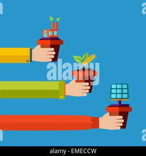 Eco-freundliche Konzept flach Design-Hintergrund Stock Vektor