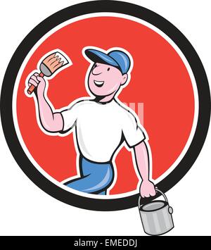 Maler mit Pinsel Eimer Cartoon Stock Vektor