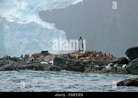 Büste von Kapitän Luis Pardo feiert die Rettung der Überlebenden der Endurance durch die Yelcho Wild Punkt Elephant Island Stockfoto