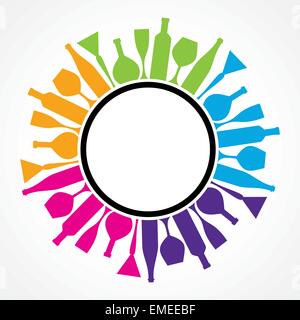 Bunte Wein Flaschen und Gläser Vintage Design-Vektor-illustration Stock Vektor