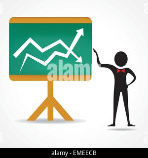 Mann mit nach oben und unten Business-Grafik-Vektor-illustration Stock Vektor