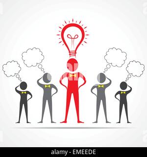 Team in Verwirrung und Führer mit Idee-Konzept-Vektor-Illustration Stock Vektor