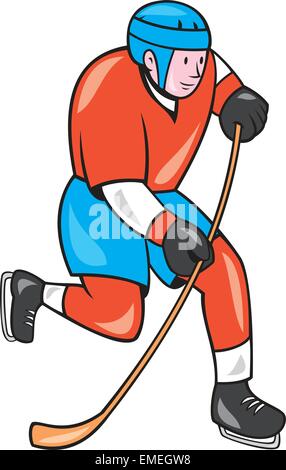 Eishockey-Spieler mit Stick-Cartoon Stock Vektor