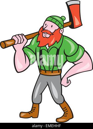 Paul Bunyan Holzfäller isolierte Cartoon Stock Vektor