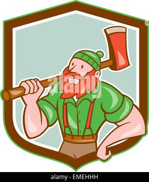 Paul Bunyan Holzfäller Schild Cartoon Stock Vektor