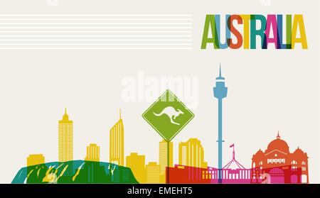 Reisen Sie Australien Ziel Sehenswürdigkeiten Skyline Hintergrund Stock Vektor