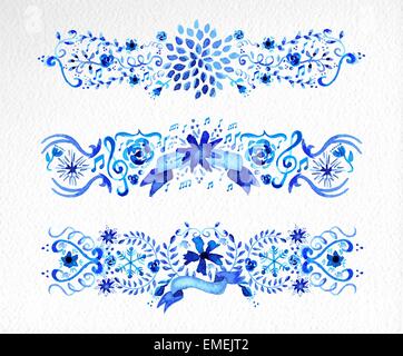 Aquarell Blumen Ornament Satz Stock Vektor