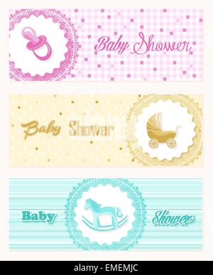 Baby-Dusche-Banner-set design Stock Vektor
