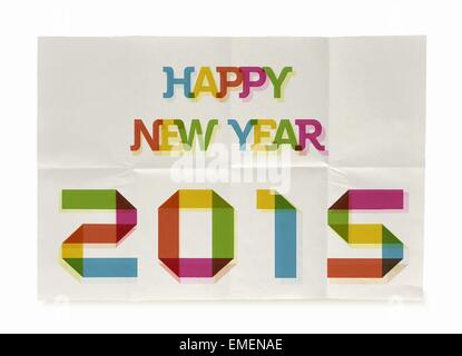 Glückliches neues Jahr 2015 gefaltetes Papier Plakat Stock Vektor