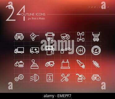 Transport und mechanisch Gliederung Icons set Stock Vektor