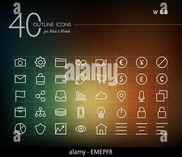 Global Web Umriss Icons set Stock Vektor