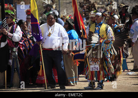 Großen Auftritt der Tohono O' odham Nation jährlichen Wa:k-Powwow in San Xavier del Bac Mission, Tucson, Arizona, USA Stockfoto