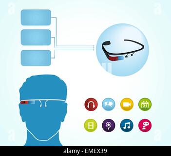 Datenbrillen apps Stock Vektor