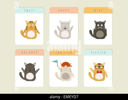 Glückliche Katze Icons set Stock Vektor