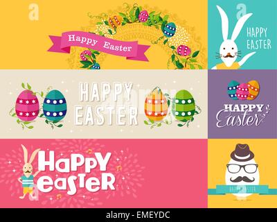 Happy Easter flaches Design Banner set Stock Vektor