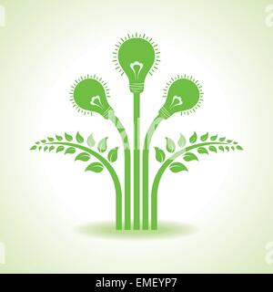 Grüne Lampe mit Blatt im Inneren auf weißem Hintergrund Stock Vektor