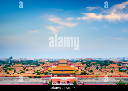 Peking, China mit Blick auf die Verbotene Stadt. Stockfoto