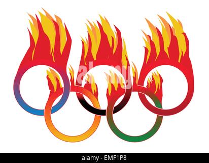 Flamme Olympischen Ringe Stock Vektor