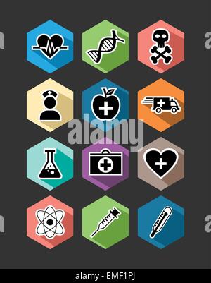 Medizinische Gesundheitswesen flache Icons set-design Stock Vektor